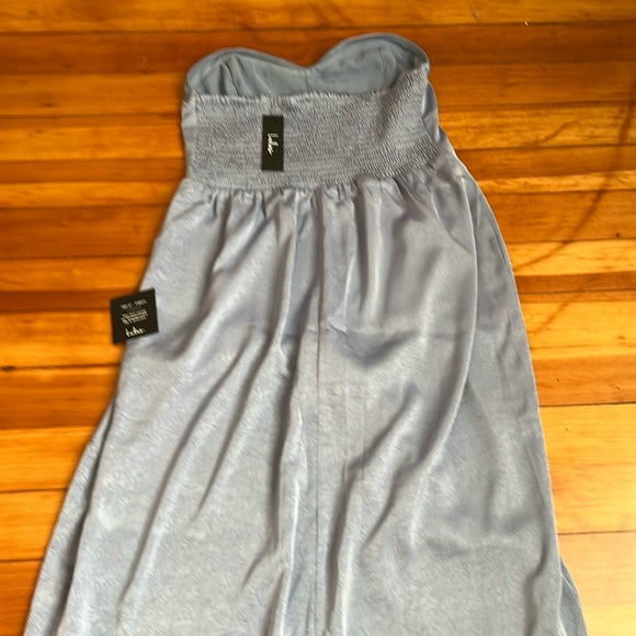 NWT Lulus Blushing Darling Slate Blue Strapless High-Low Maxi Dress - Picture 9 of 10
